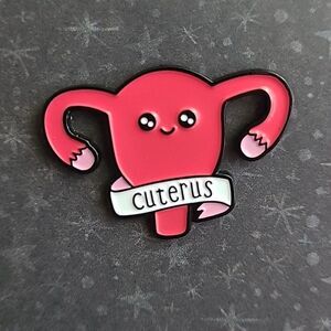 NEW WHITE COAT DOCTOR OB GYN NP DOULA UTERUS CUTERUS JEWELRY BROOCH ENAMEL PIN